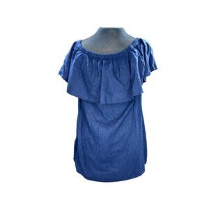 Old Navy Womens Blue Off-Shoulder Ruffle Top M Petite
